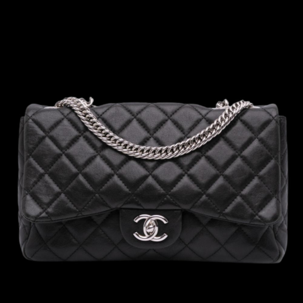 Black Leather Chanel Flap Bag
