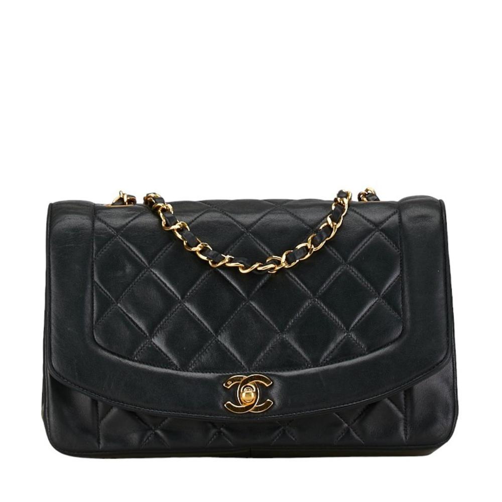 Black Leather Chanel Shoulder Bag