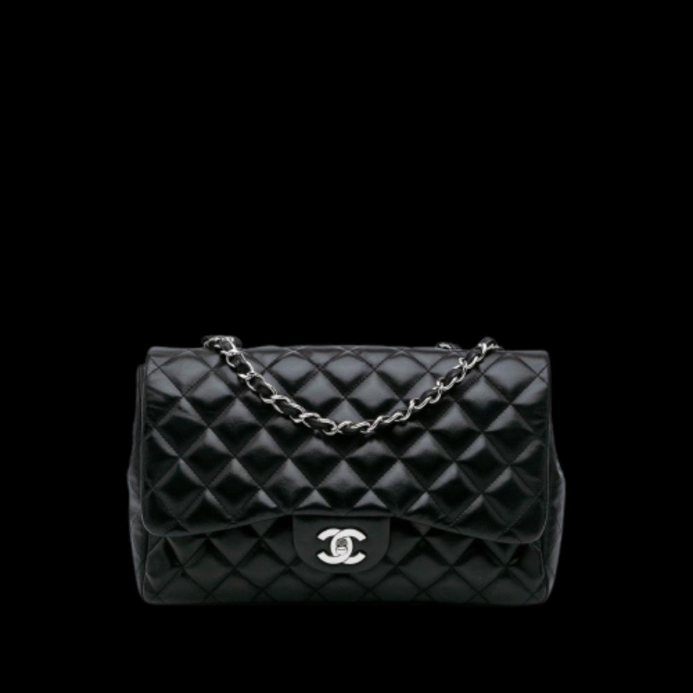 Black Leather Chanel Flap Bag