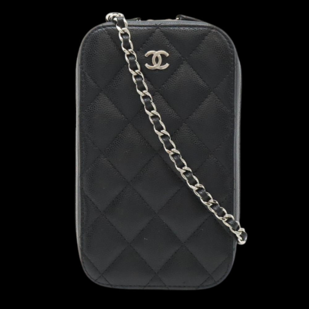Black Leather Chanel Shoulder Bag