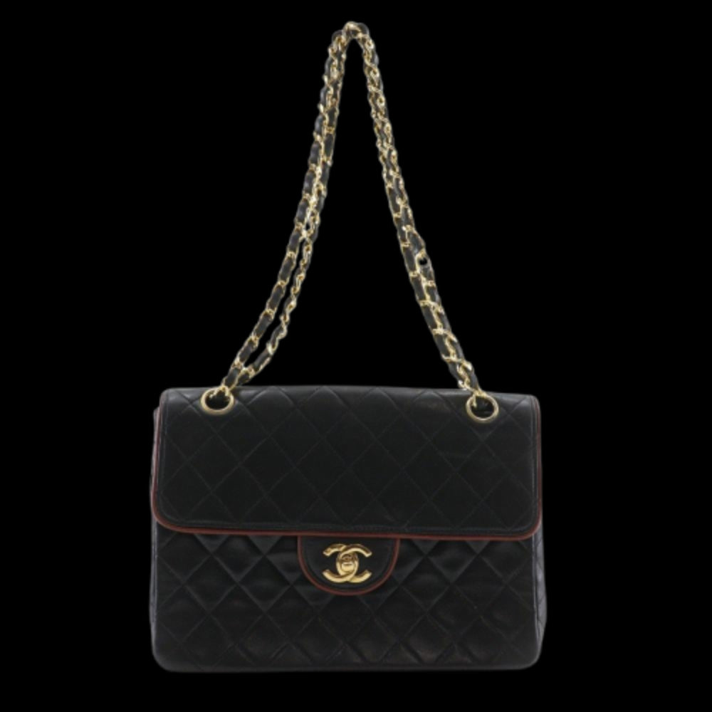 Black Leather Chanel Shoulder Bag