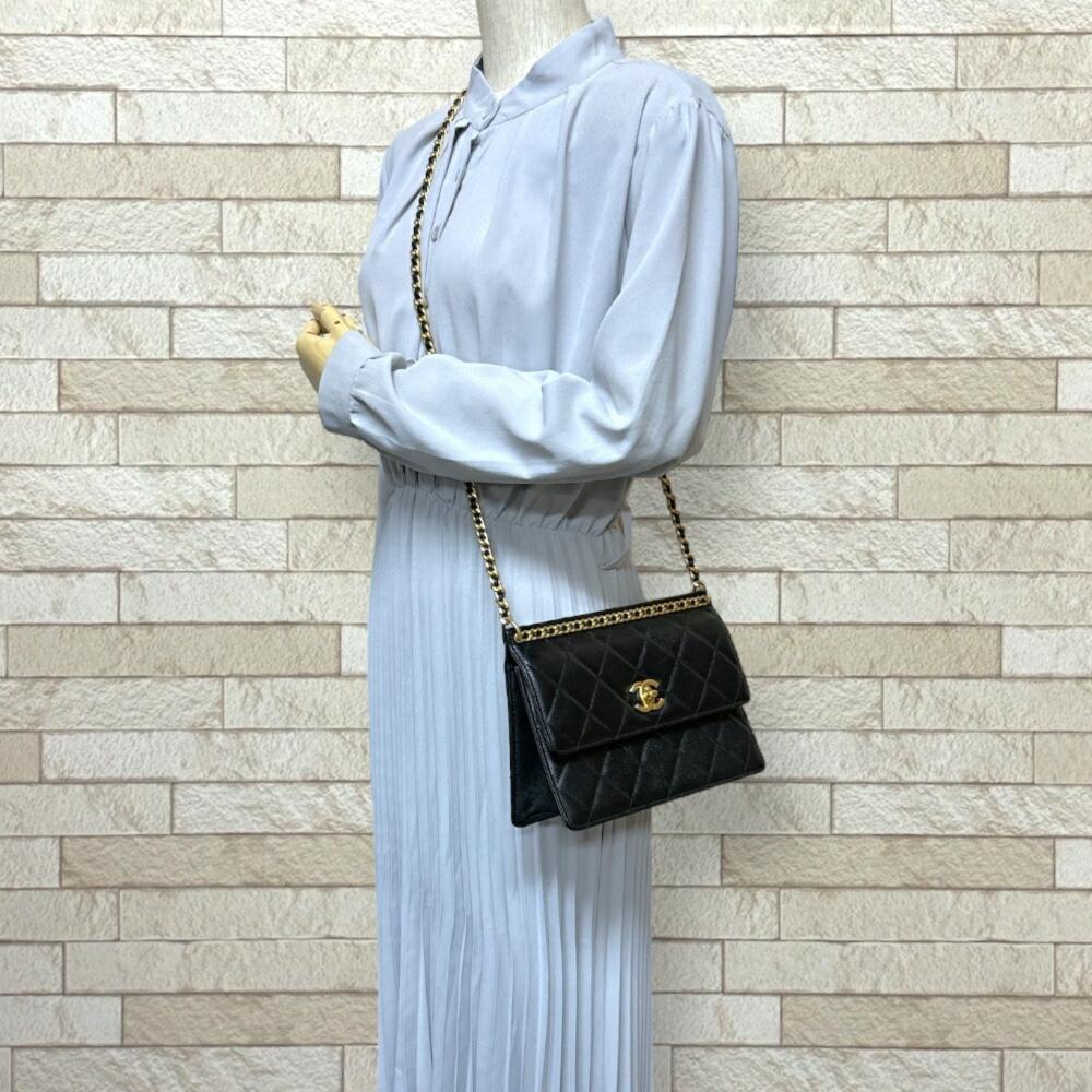 Black Leather Chanel Flap Bag