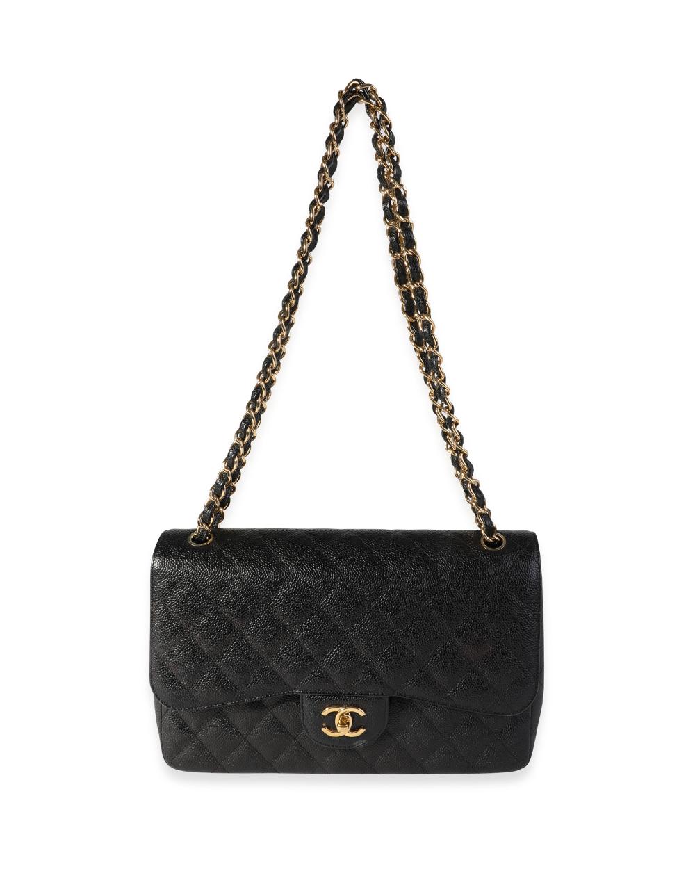 Black Leather Chanel Flap Bag