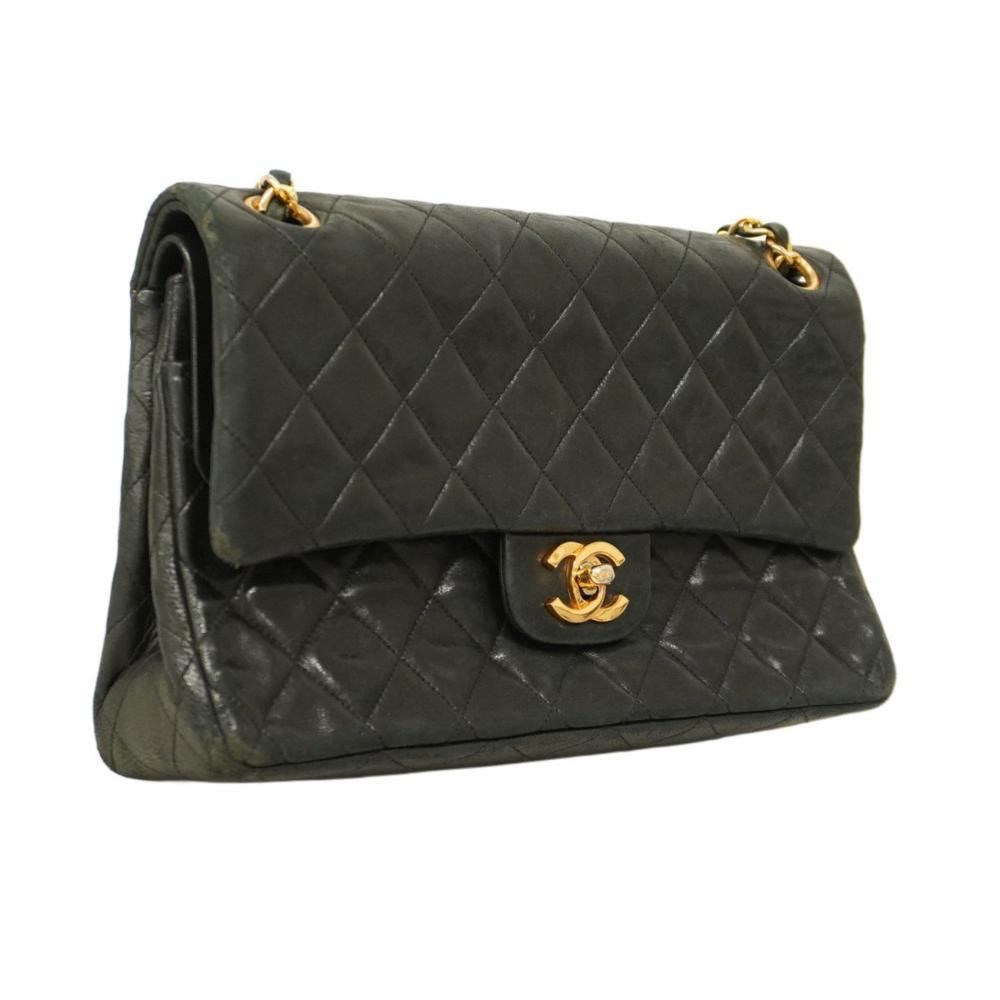 Black Leather Chanel Flap Bag