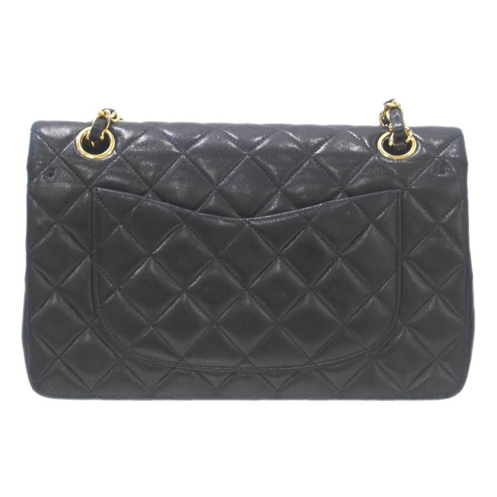 Black Leather Chanel Flap Bag