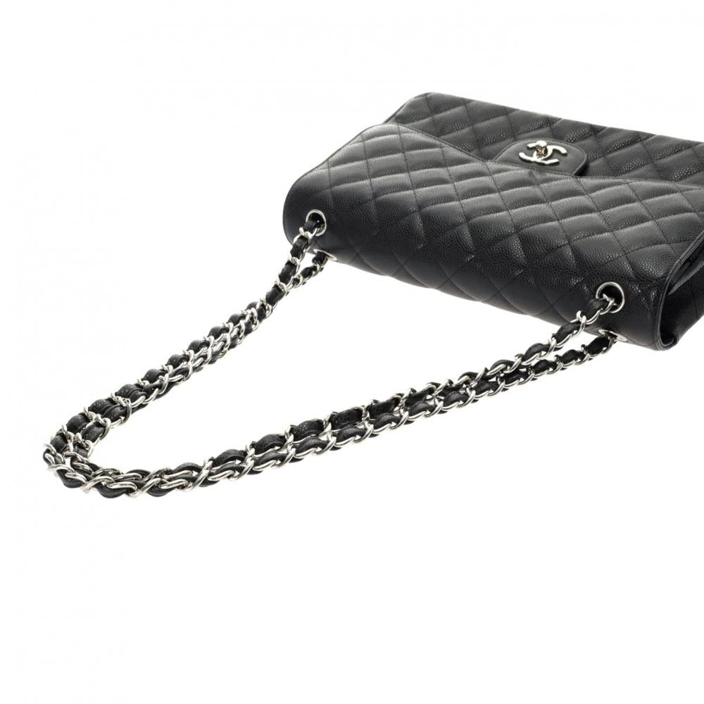 Black Leather Chanel Flap Bag