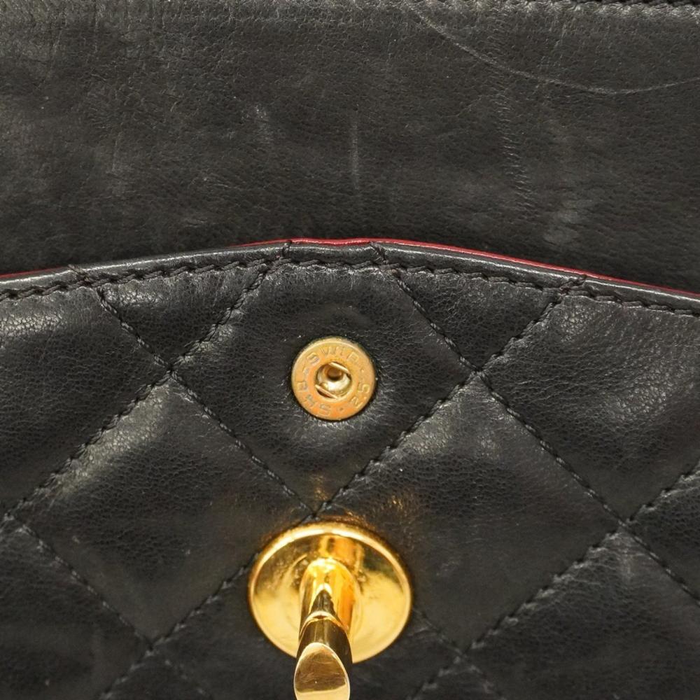 Black Leather Chanel Flap Bag