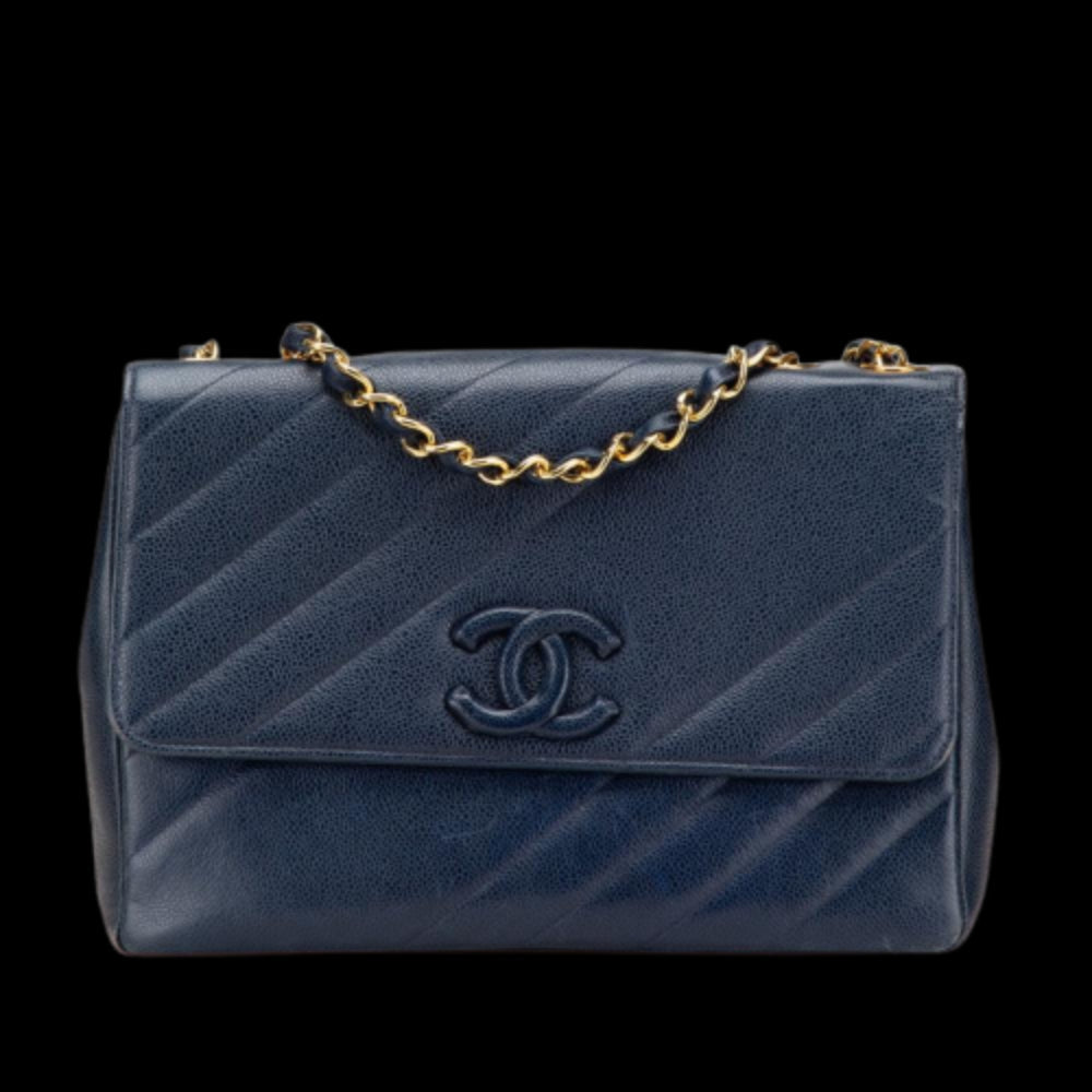 Blue Leather Chanel Crossbody Bag