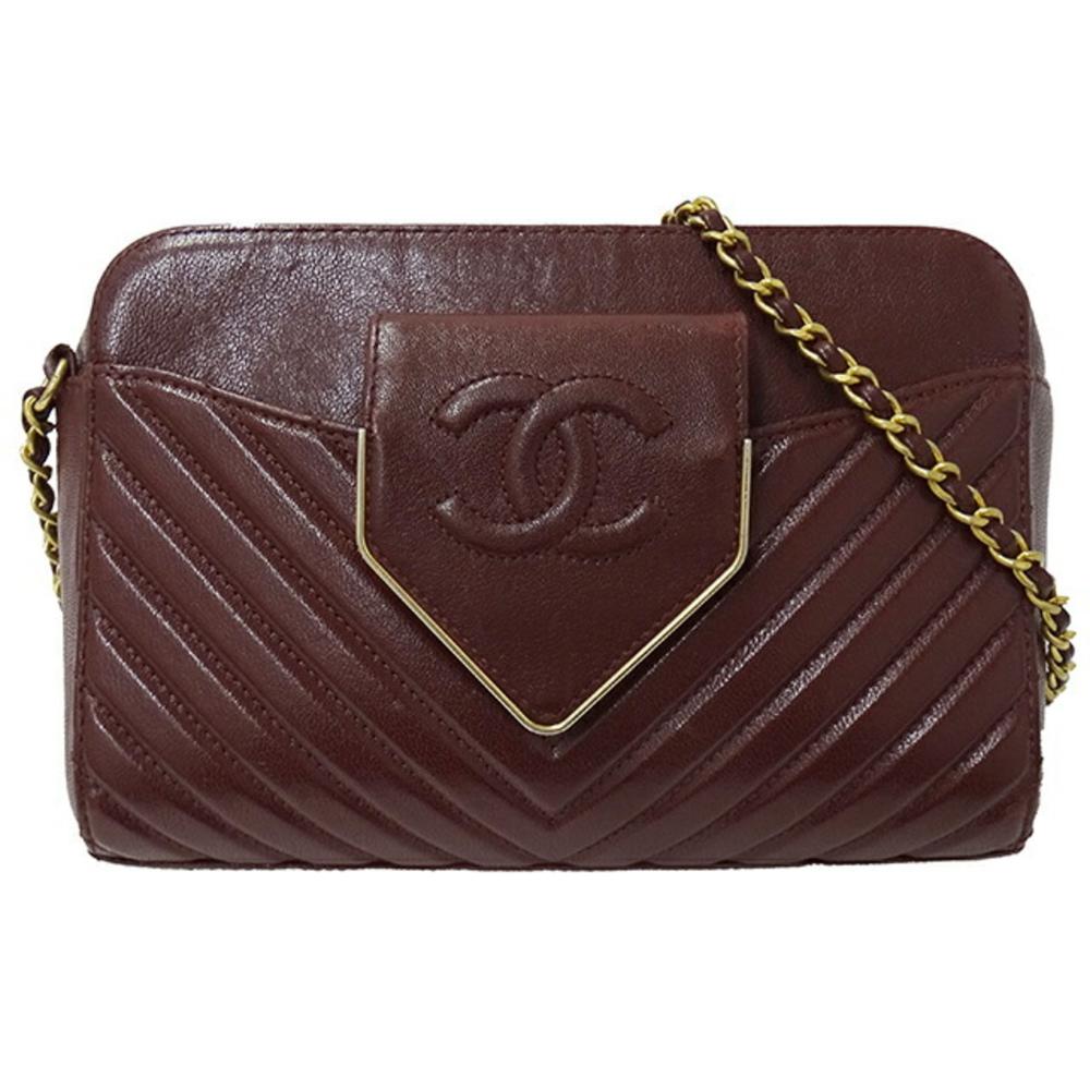 Burgundy Fabric Chanel Travel Bag