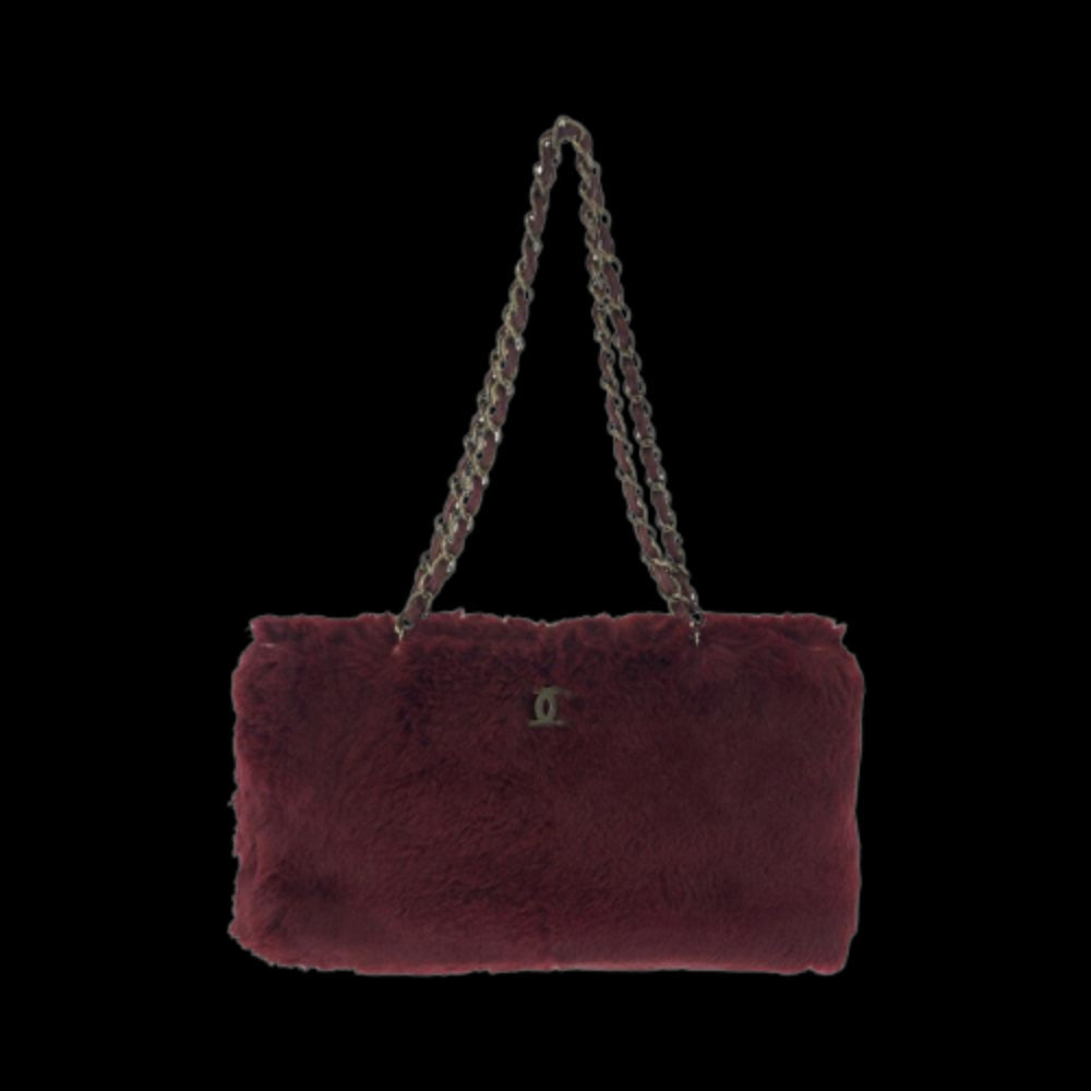 Burgundy Fabric Chanel Shoulder Bag