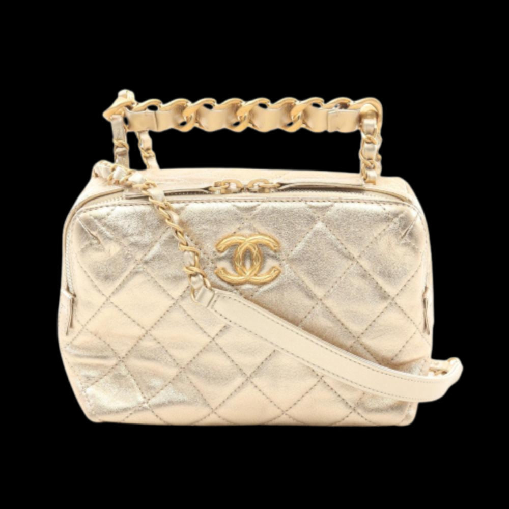 Gold Leather Chanel Crossbody Bag