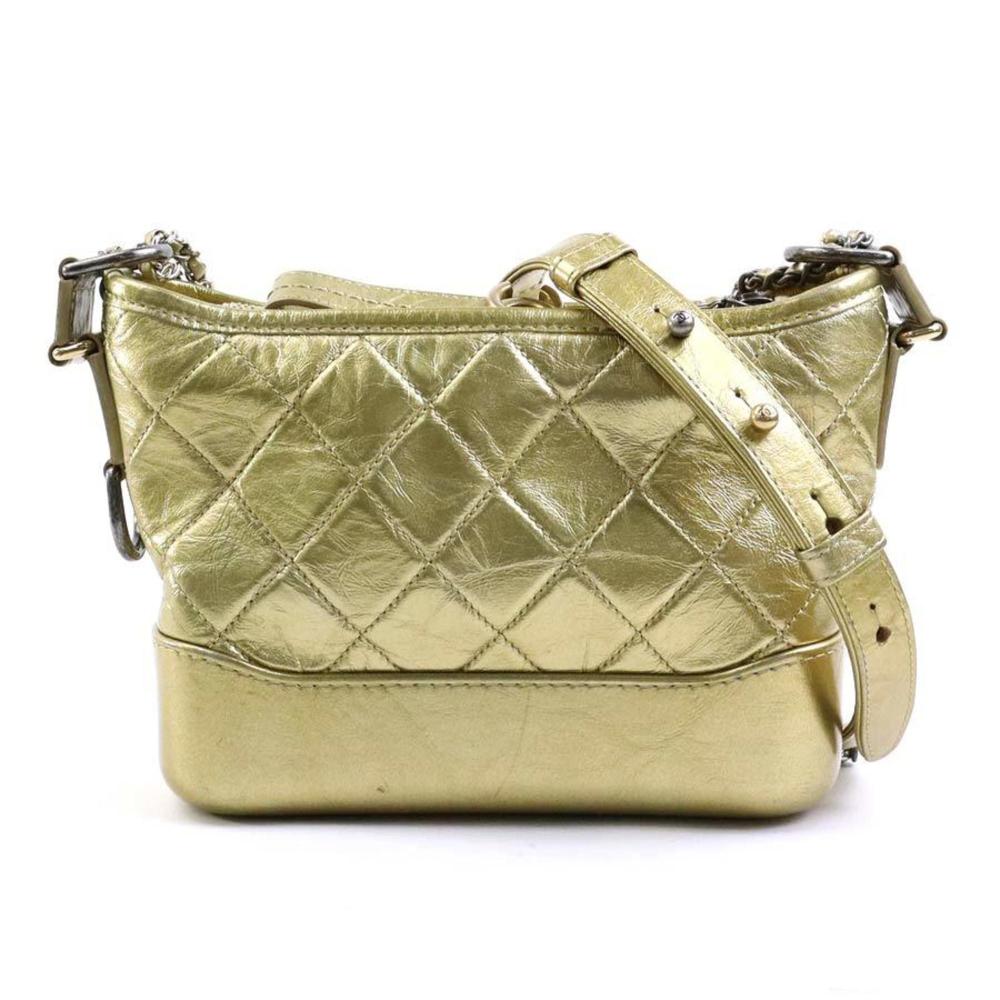 Gold Leather Chanel Shoulder Bag