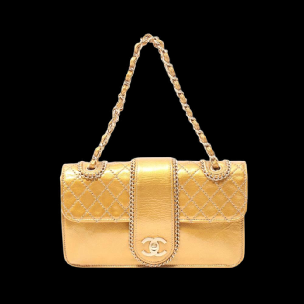 Gold Leather Chanel Flap Bag