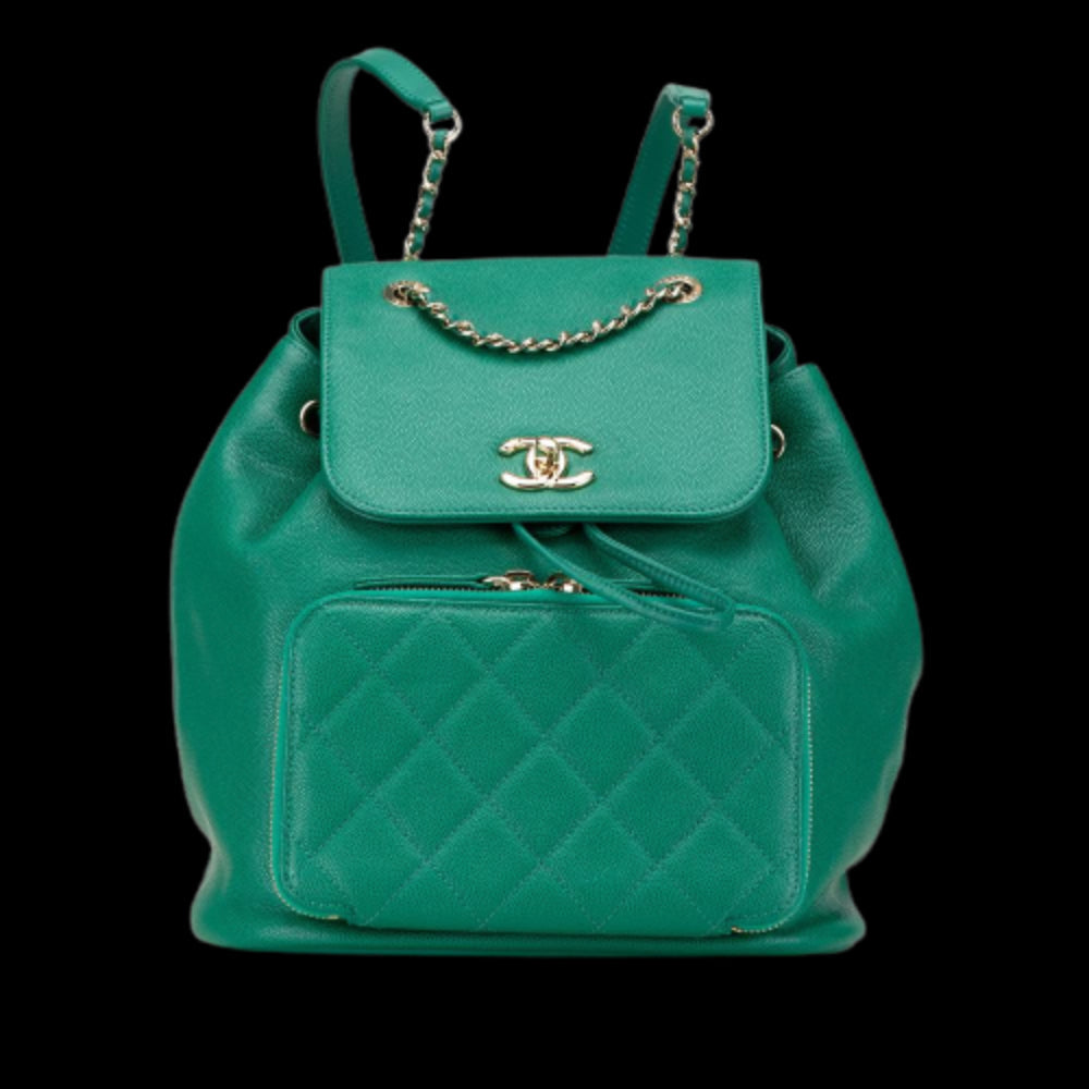 Green Leather Chanel Flap Bag