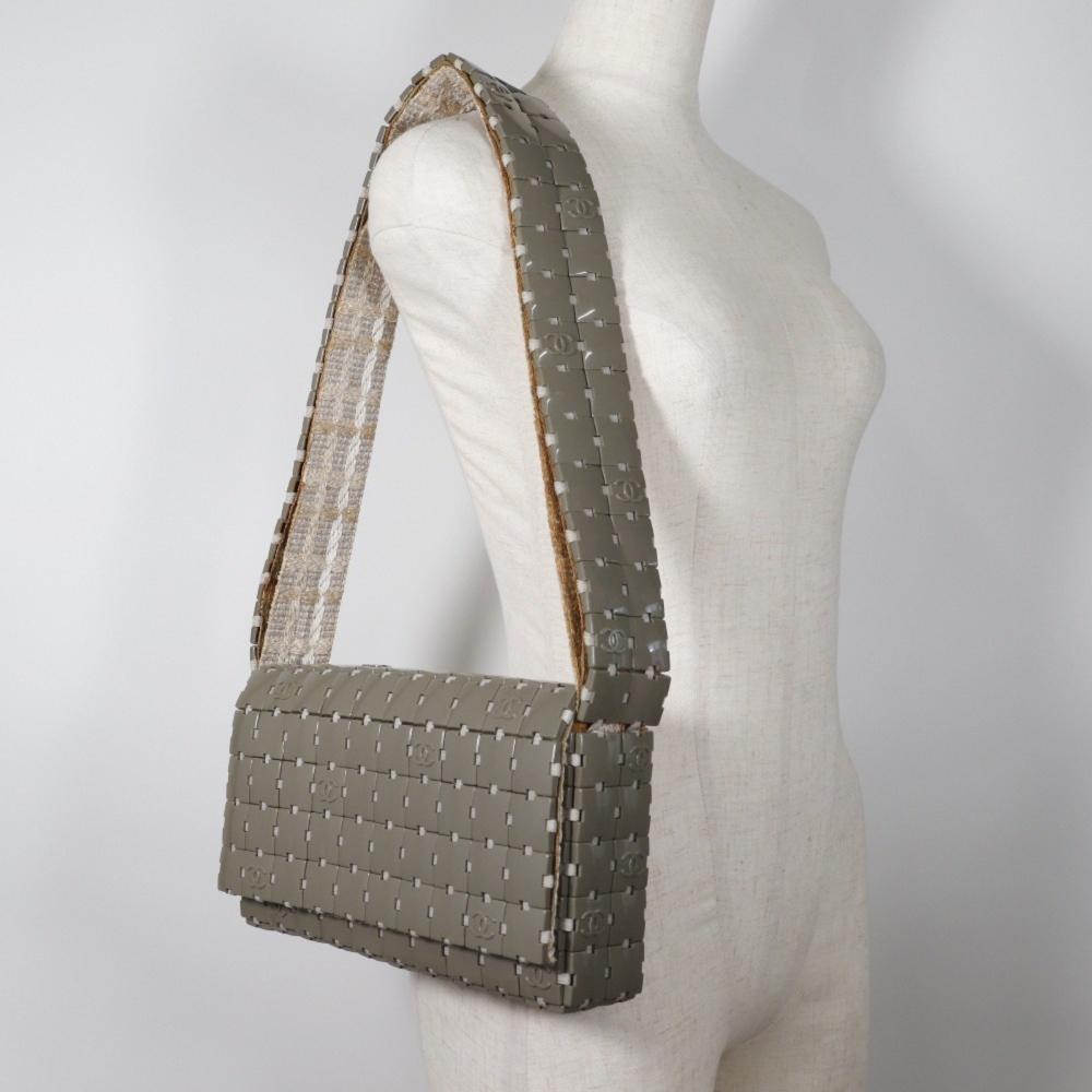 Grey Canvas Chanel Flap Bag