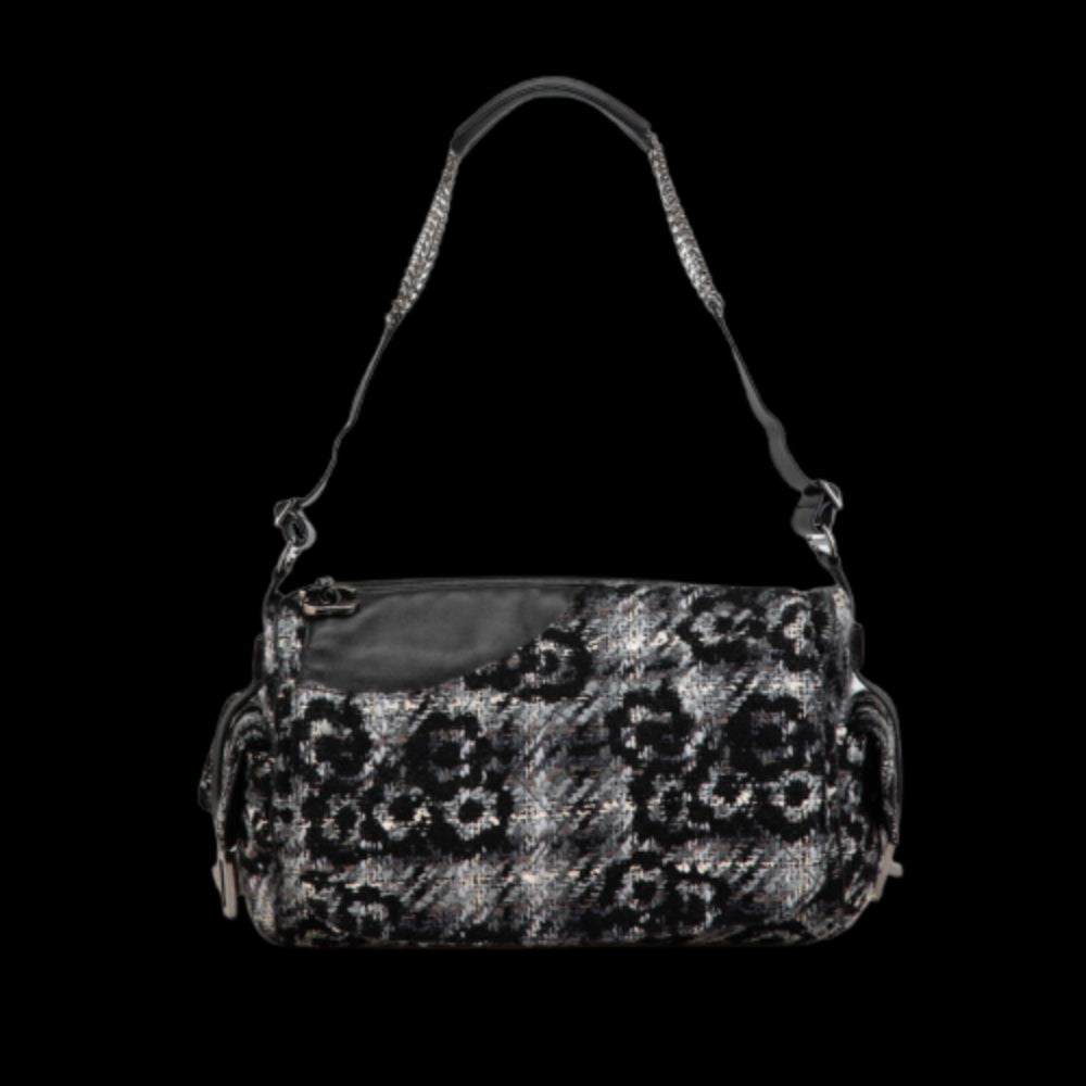Grey Canvas Chanel Shoulder Bag
