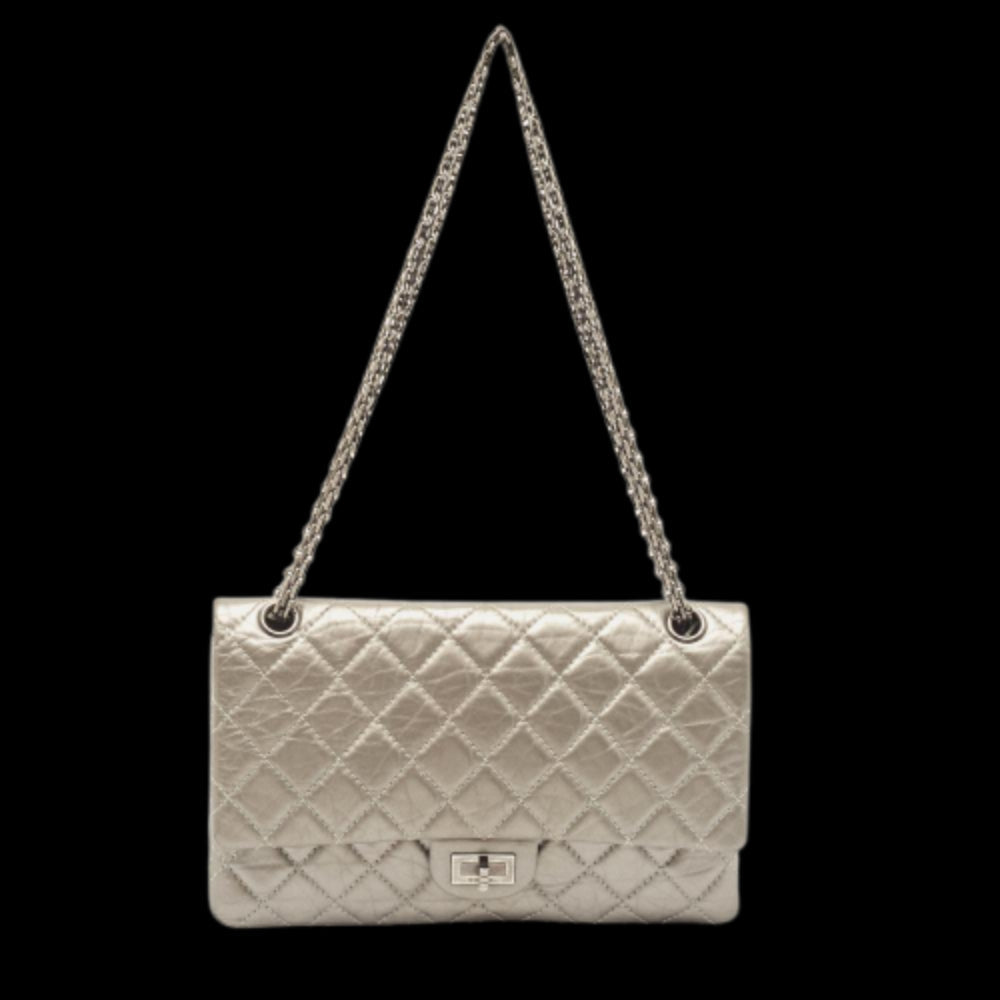 Grey Leather Chanel Flap Bag