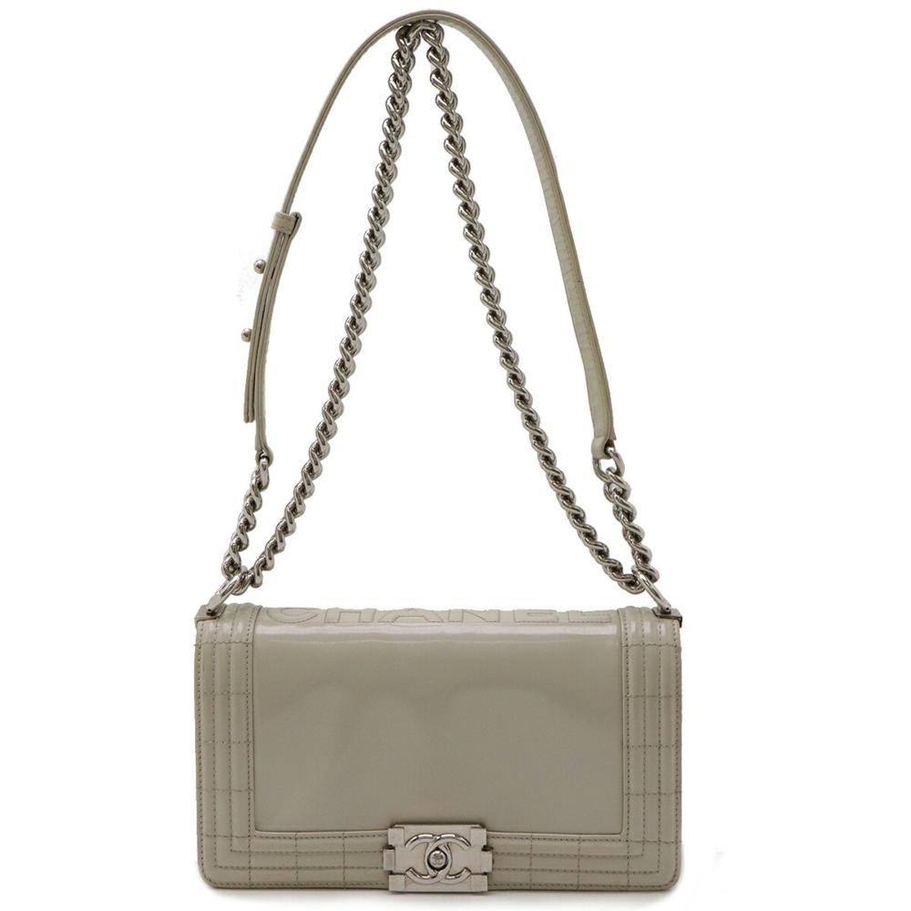 Grey Leather Chanel Shoulder Bag