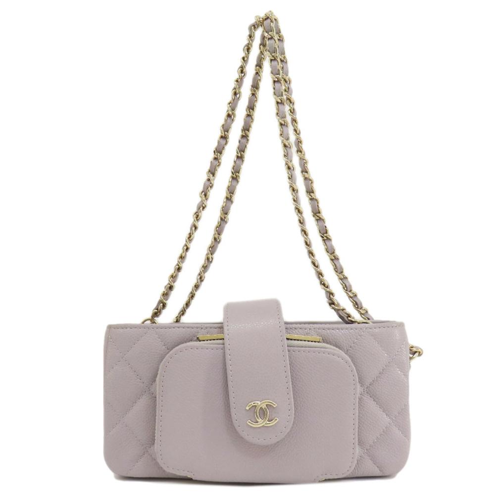 Grey Leather Chanel Shoulder Bag