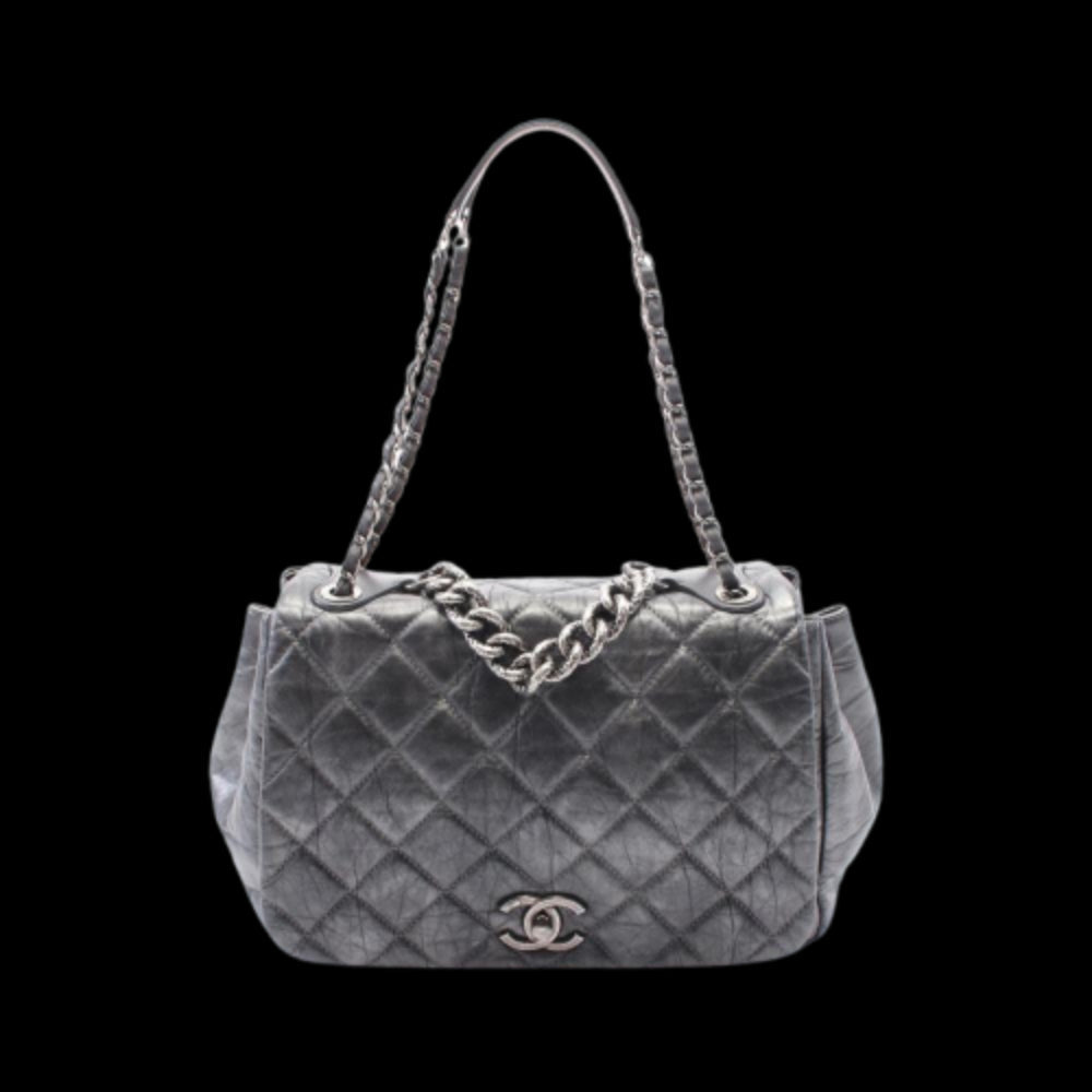 Grey Leather Chanel Shoulder Bag