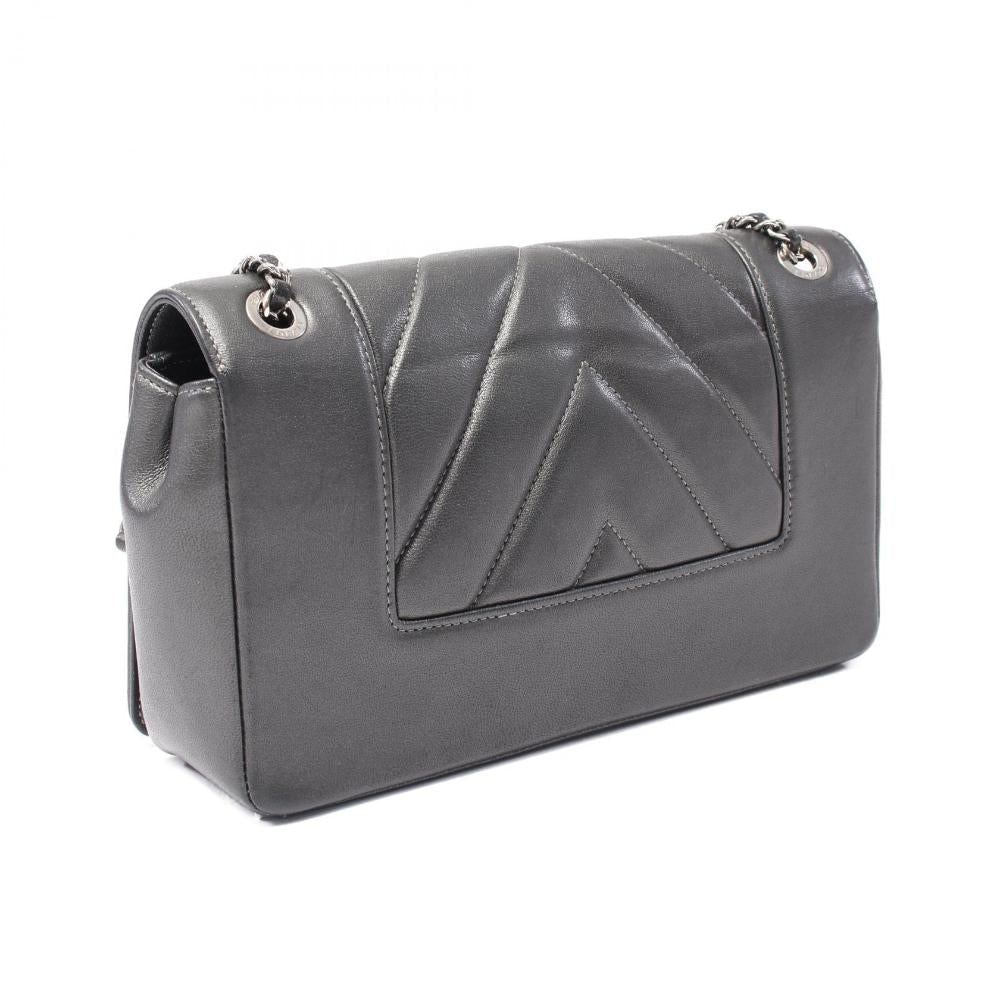Grey Leather Chanel Shoulder Bag