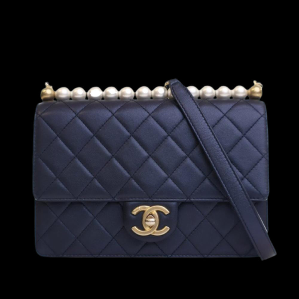 Navy Leather Chanel Flap Bag