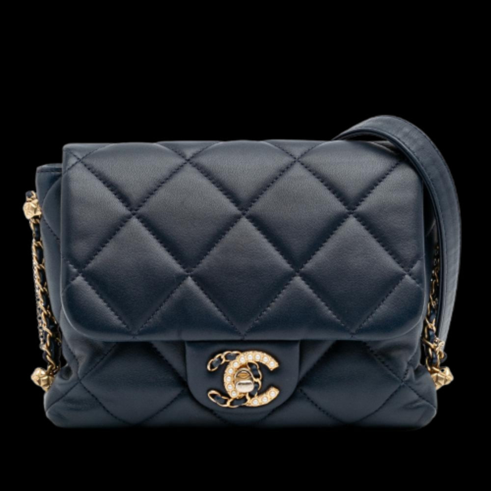 Navy Leather Chanel Flap Bag