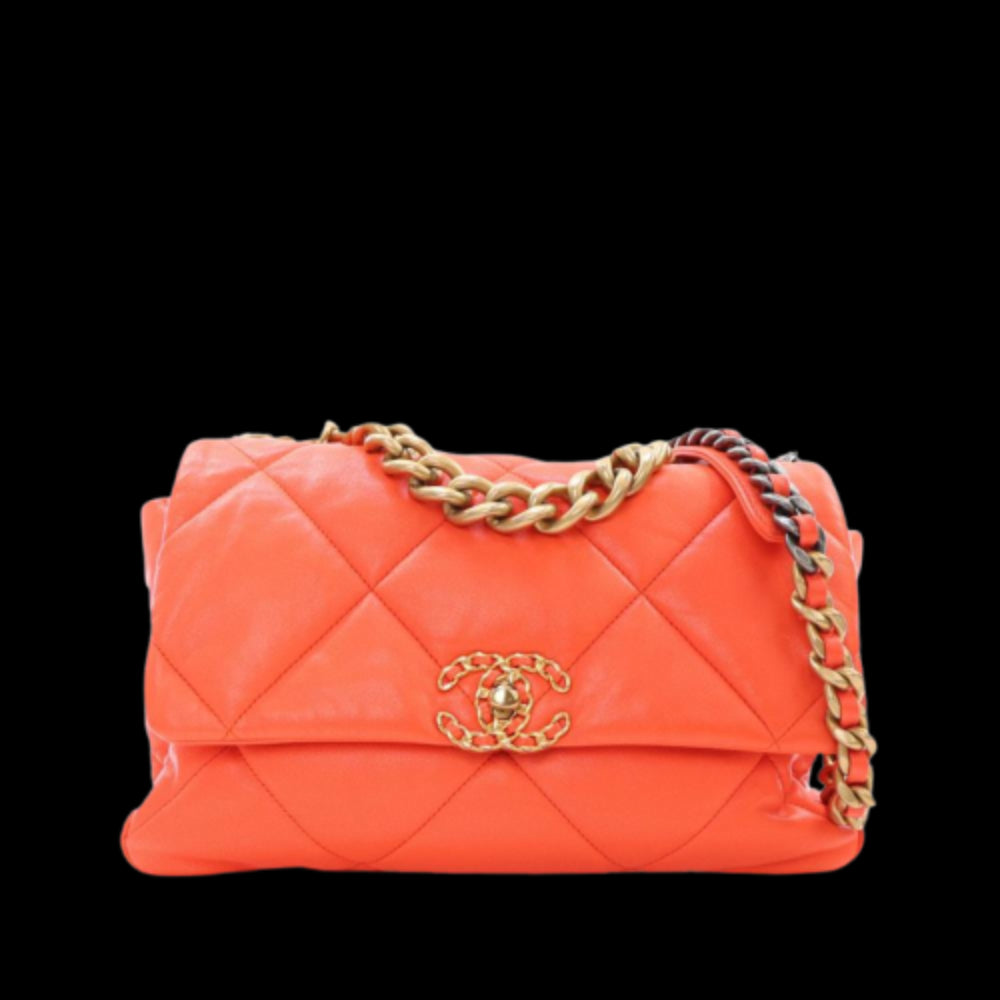 Orange Leather Chanel Flap Bag