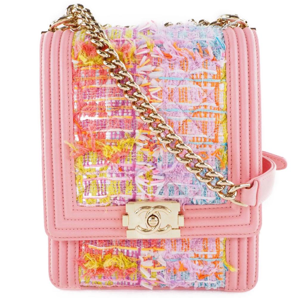 Pink Fabric Chanel Shoulder Bag