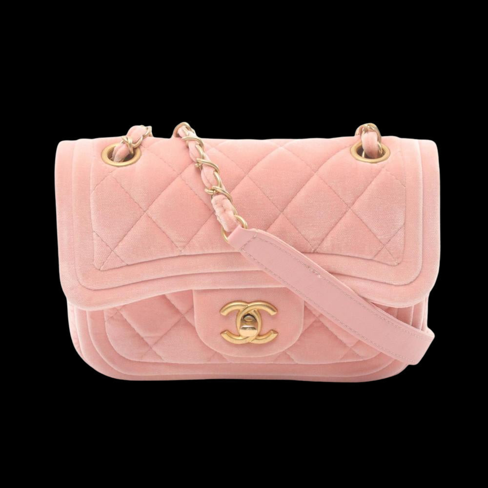 Pink Fabric Chanel Shoulder Bag