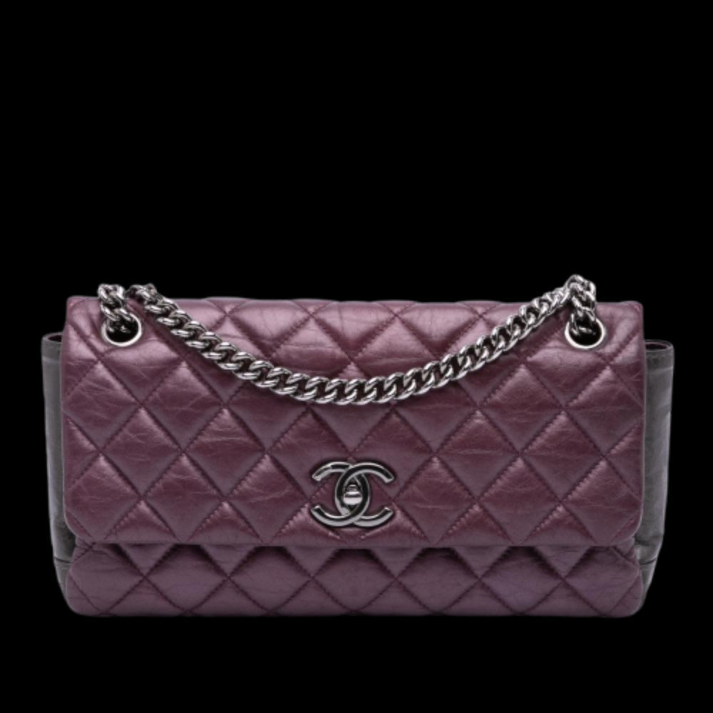 Purple Leather Chanel Flap Bag