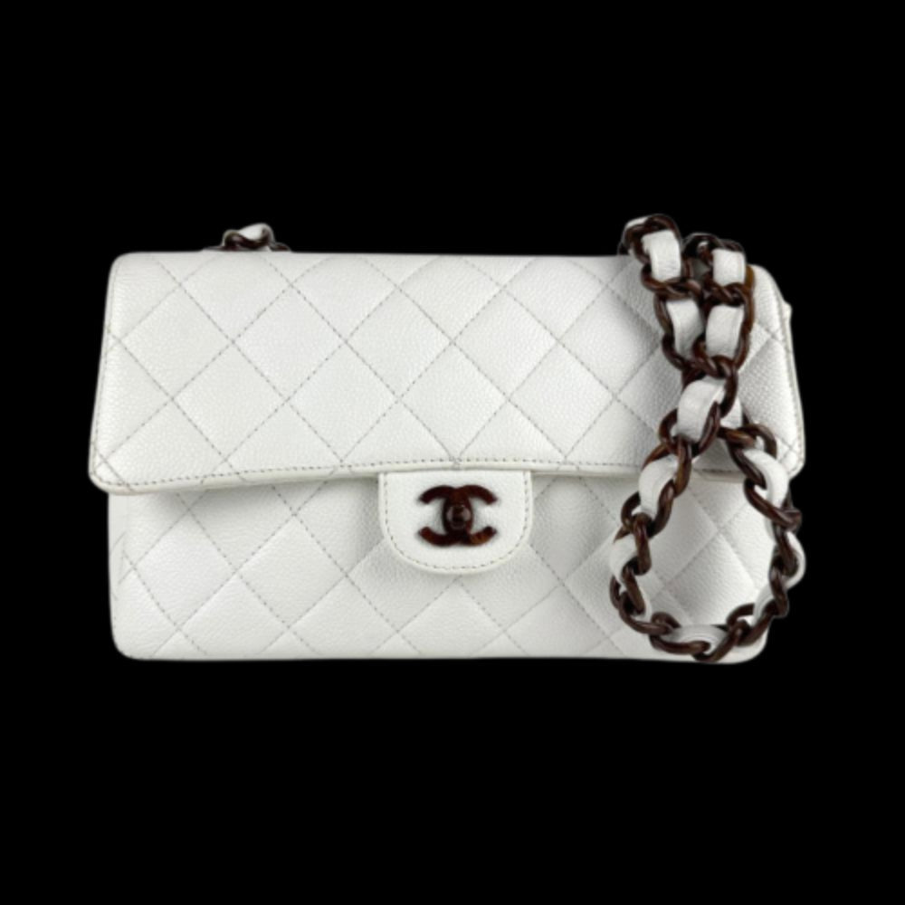 White Leather Chanel Shoulder Bag