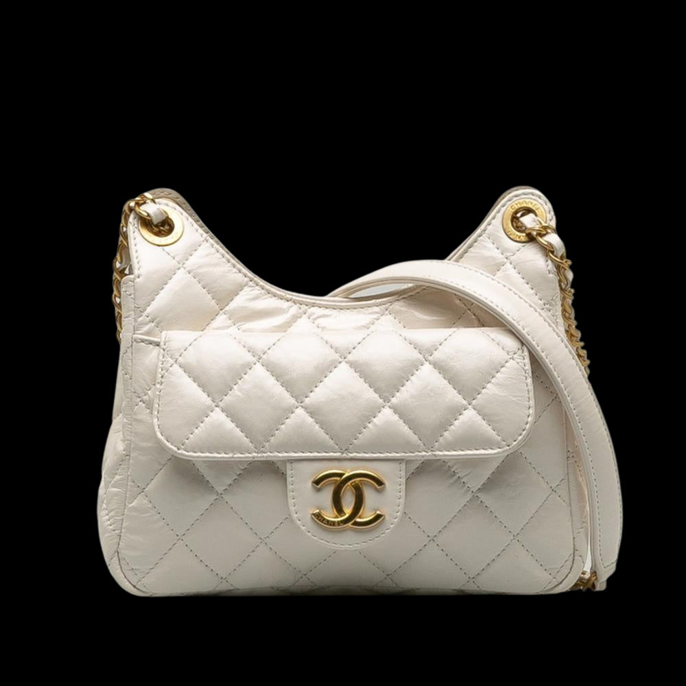 White Leather Chanel Shoulder Bag