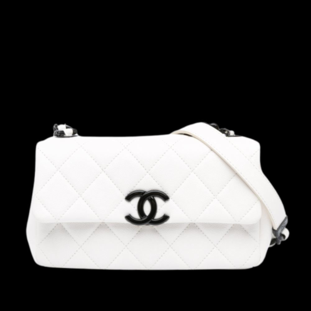 White Leather Chanel Flap Bag