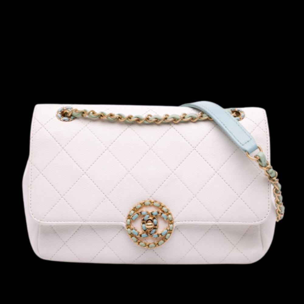 White Leather Chanel Flap Bag
