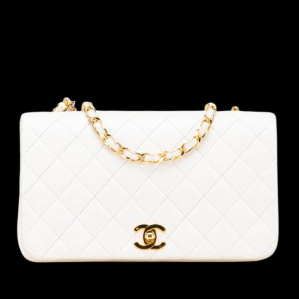 White Leather Chanel Flap Bag
