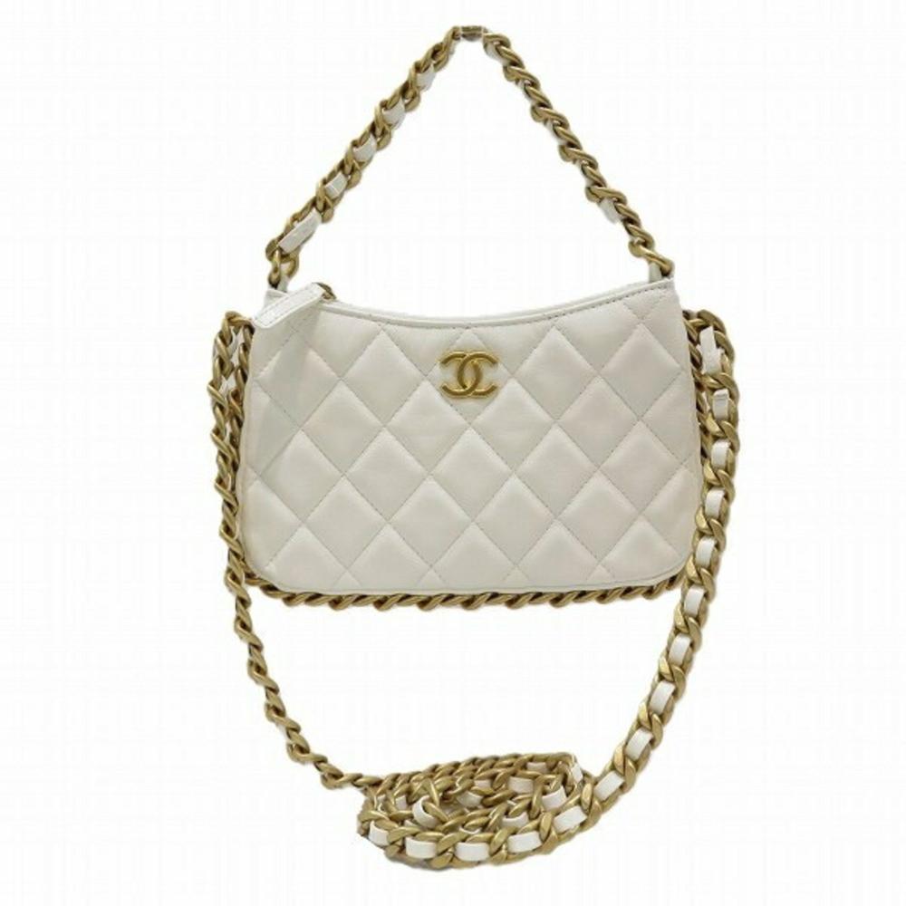 White Leather Chanel Crossbody Bag