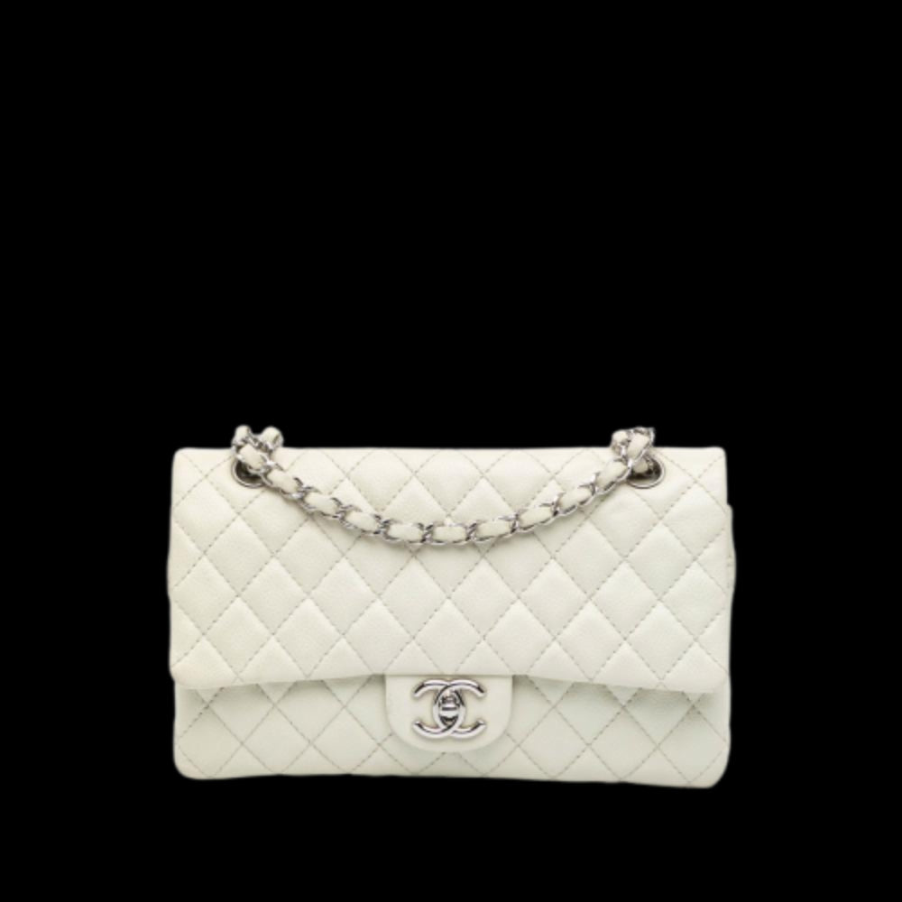White Leather Chanel Flap Bag