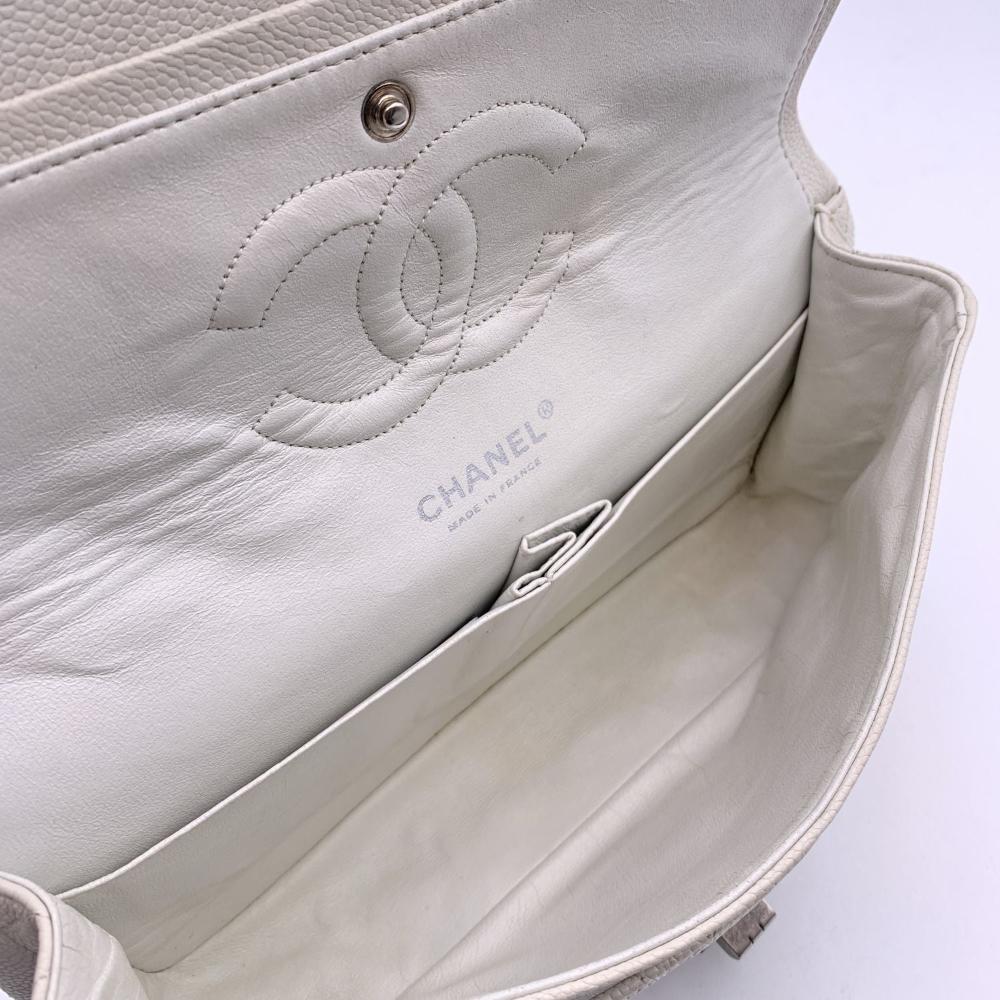 White Leather Chanel Flap Bag