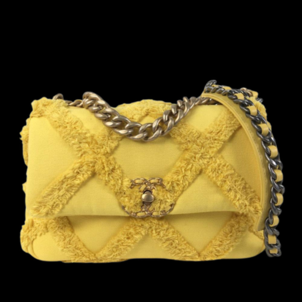 Yellow Canvas Chanel Flap Bag