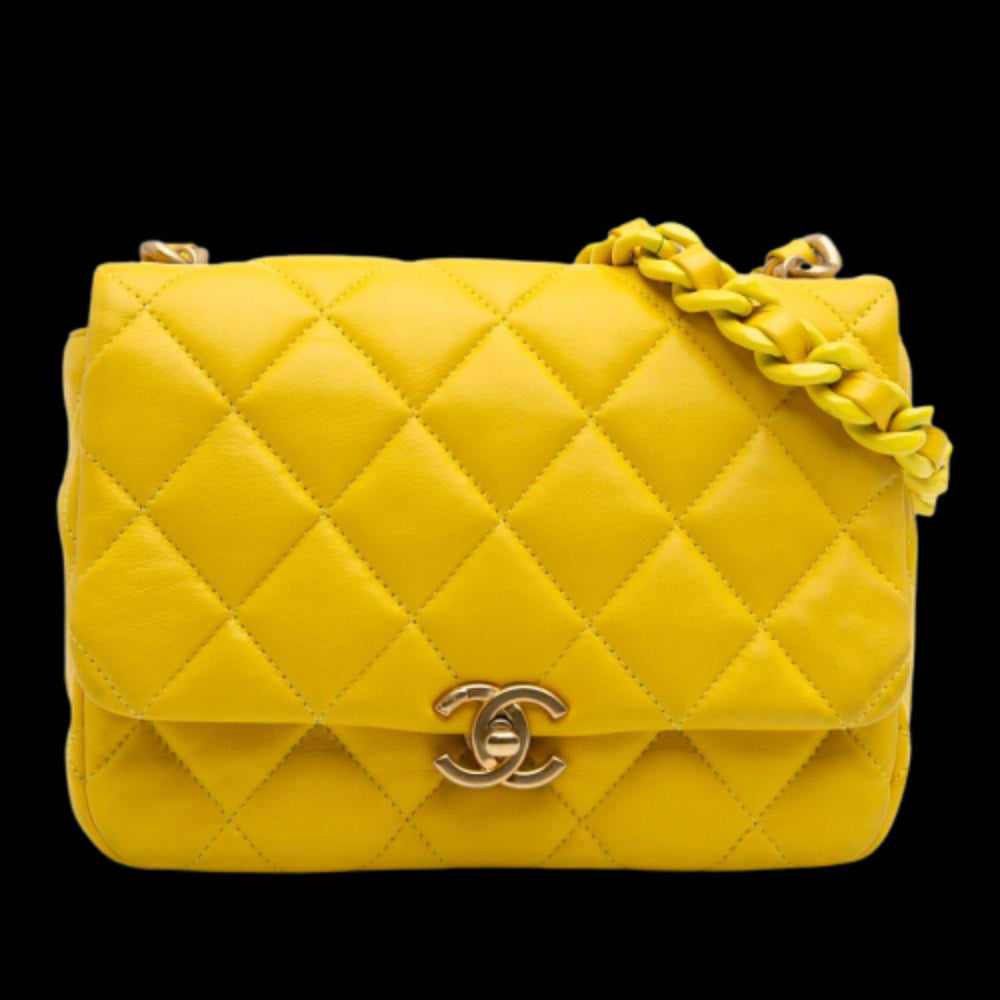 Yellow Leather Chanel Flap Bag