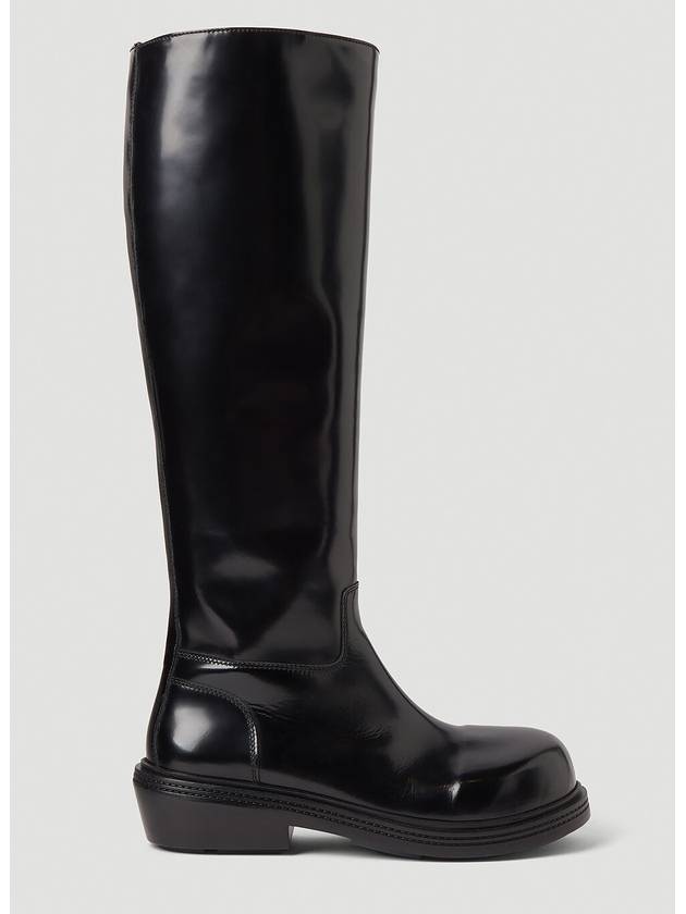 Bottega Veneta Fireman Leather Long Boots Black