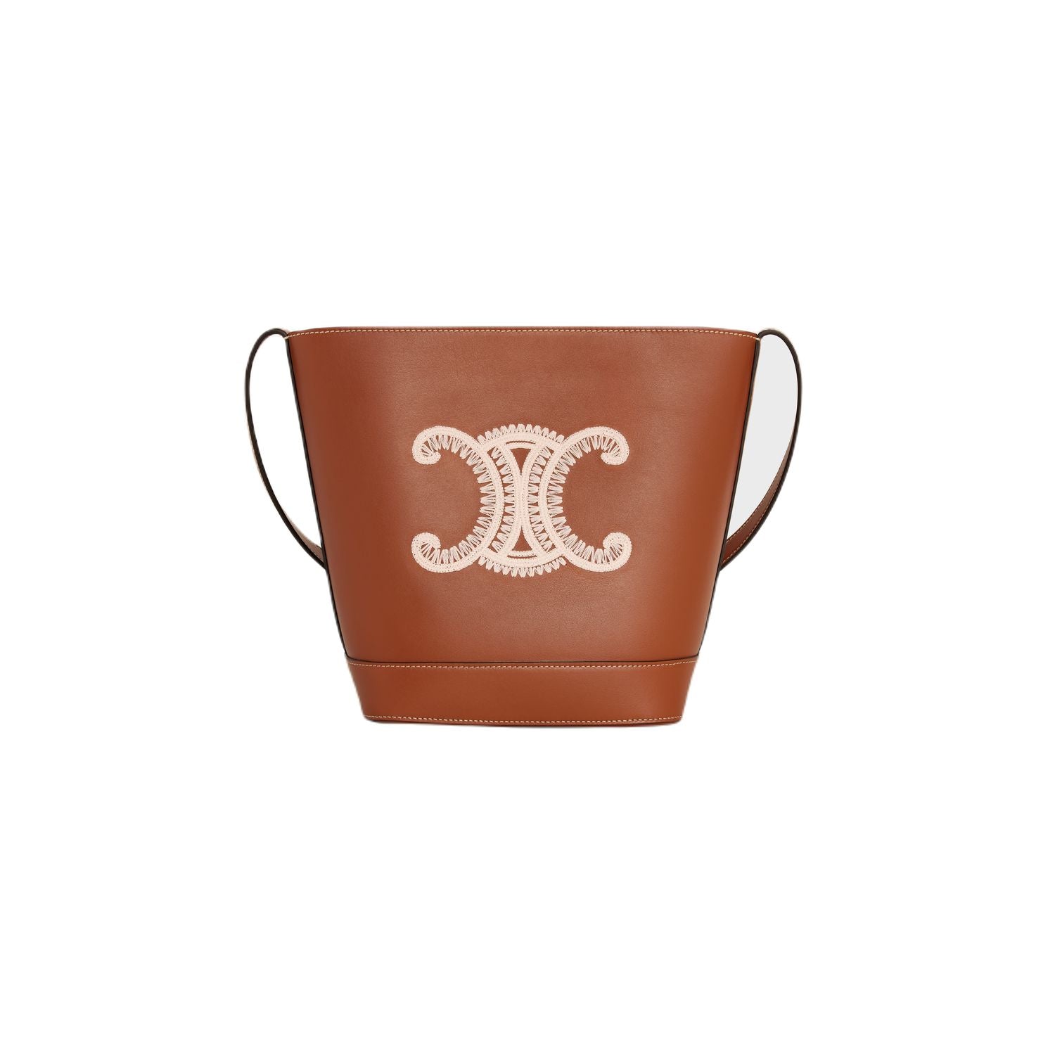 Celine Women's Small Cuir Triomphe Bucket Bag in Tan | 198243ES4
