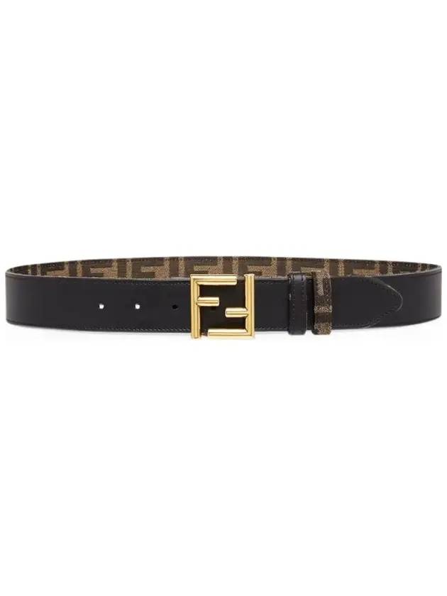 Fendi FF Fabric Reversible Leather Belt Black