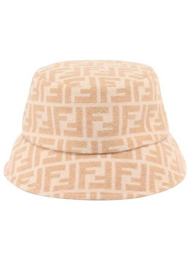 Fendi FF Jacquard Wool Silk Bucket Hat Beige