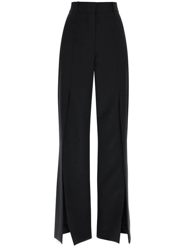 Burberry Women's Front Slit Wool Straight Pants Black