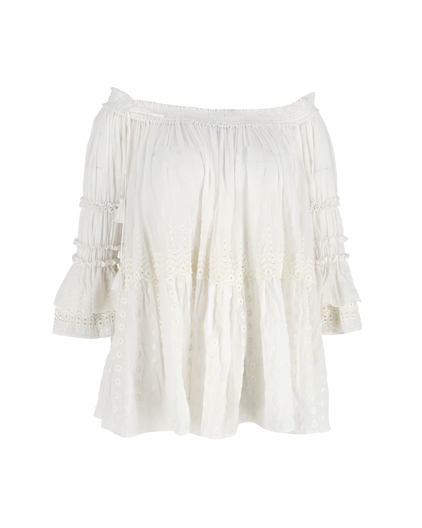 Chloe Off-Shoulder Blouse in White Cotton