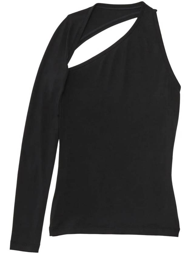 Balenciaga Cut Out One Shoulder Long Sleeve T-Shirt Black