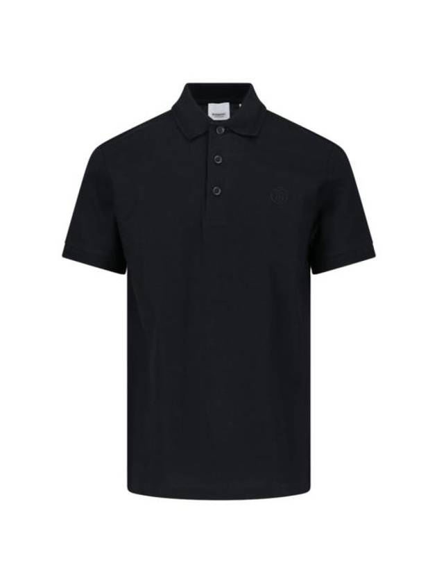 Burberry Men's Embroidered Logo Cotton Polo Shirt Black