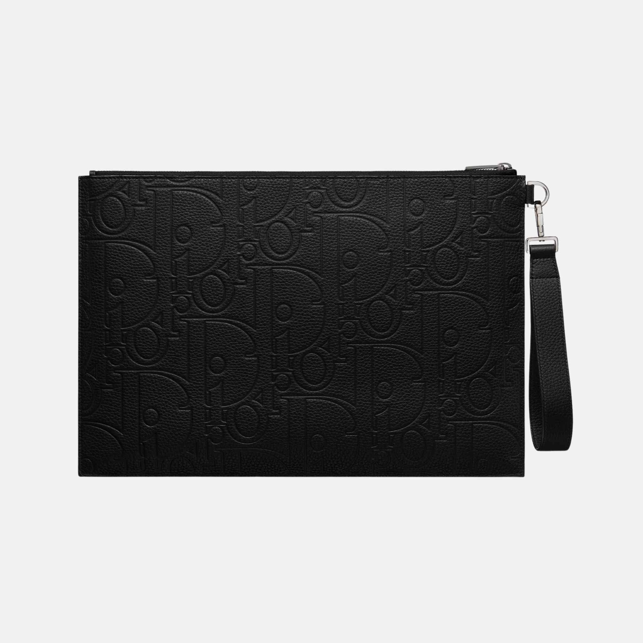 A4 Pouch Black Dior Gravity Leather And Black Grained Calfskin